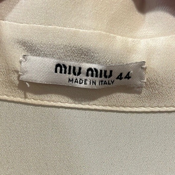 Miu Miu Ruffed Silk Crepe De Chine red ruffle Colorblock Dress IT44/US8 - Picture 6 of 7